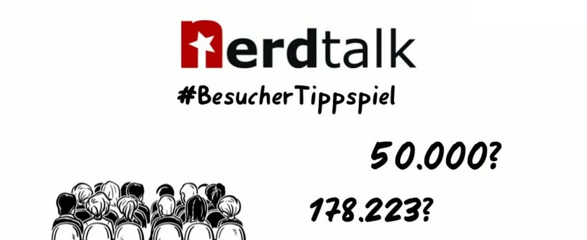 Logo von Nerdtalk, darunter Schriftzug vom Besucher-Tippspiel und einigen Deko-Grafiken