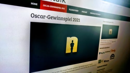 Ein Foto vom Bildschirm, das den Artikel des Oscar-Gewinnspiels 2021 zeig