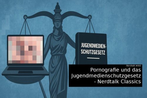 Szenenbild aus dem Film Jura mit gepixeltem Bild und Gesetzbuch